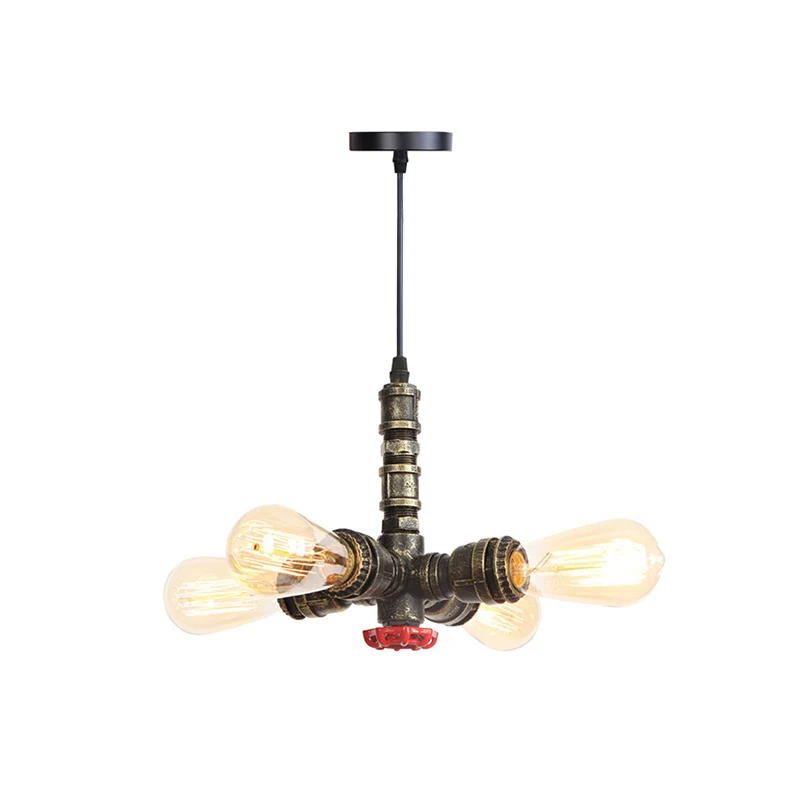 Waterpijp kroonluchter lichtarmatuur roestafwerking Industriële 4-lichts industriële Edison-lamp Bar Cafe Shop hanglamp vo...