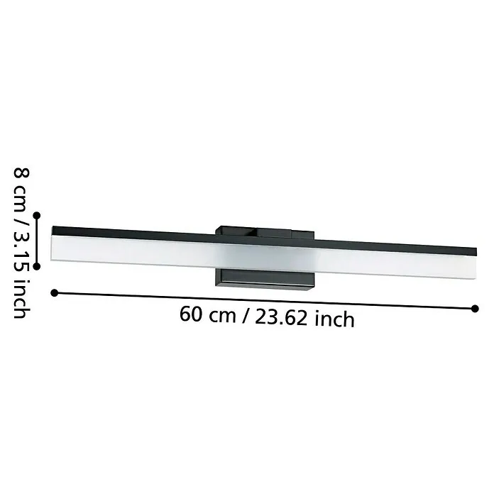 Eglo Led-wandlamp Palmital - l x b x h: 59,5 x 6,5 x 8 cm, Zwart, Gezellig wit