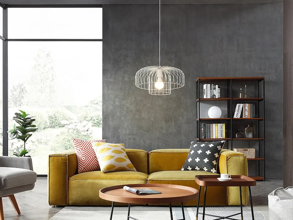 Hanglamp met draadstructuur met design-stijl van metaal - D40 x H130 cm - Wit - ANDROMAQUE