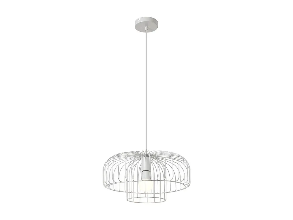 Hanglamp met draadstructuur met design-stijl van metaal - D40 x H130 cm - Wit - ANDROMAQUE