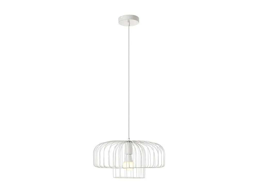 Hanglamp met draadstructuur met design-stijl van metaal - D40 x H130 cm - Wit - ANDROMAQUE