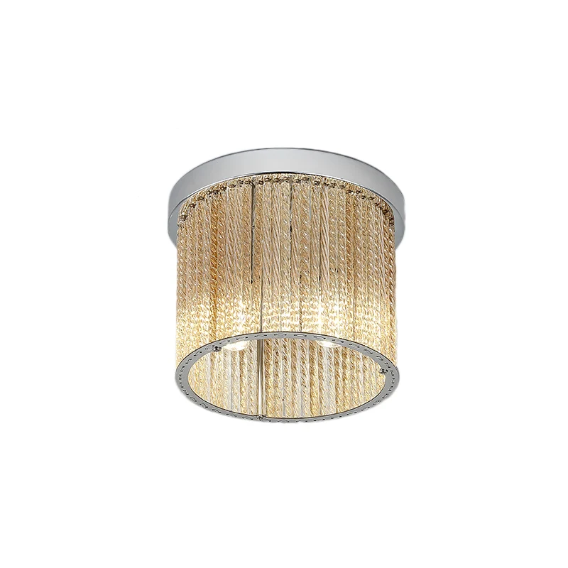 Moderne cilinder plafondlamp spiraalvormige glazen staaf 2 lampen balkon inbouwlamp chroom met kristallen druppel, 7"/10"...