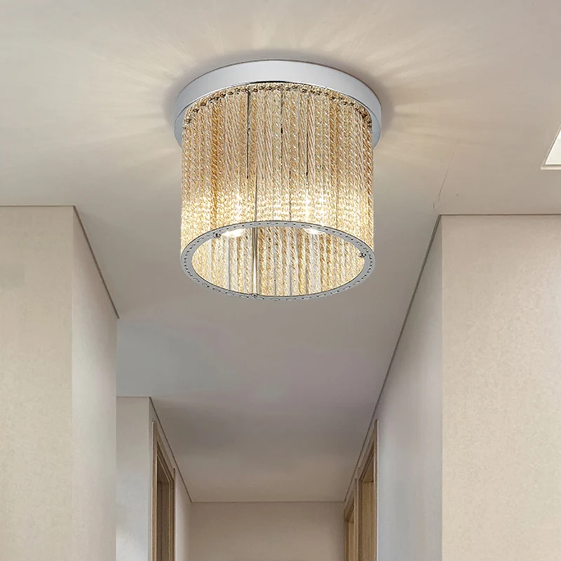 Moderne cilinder plafondlamp spiraalvormige glazen staaf 2 lampen balkon inbouwlamp chroom met kristallen druppel, 7"/10"...