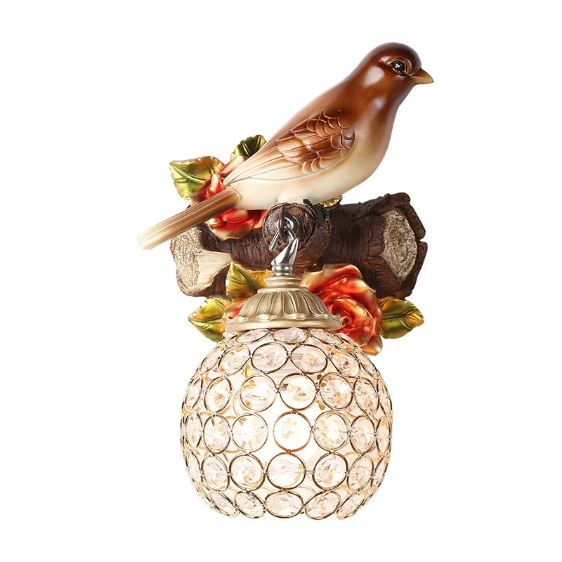 Waterdichte IP65 Bruine wandlamp met enkele lamp, retrostijl, helder kristal ingelegde bubbelvogel, vormgegeven wandgemont...