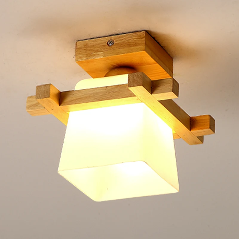Energiezuinige Moderne houten plafondlamp Simplicity 1-lichts inbouwlamp voor slaapkamer