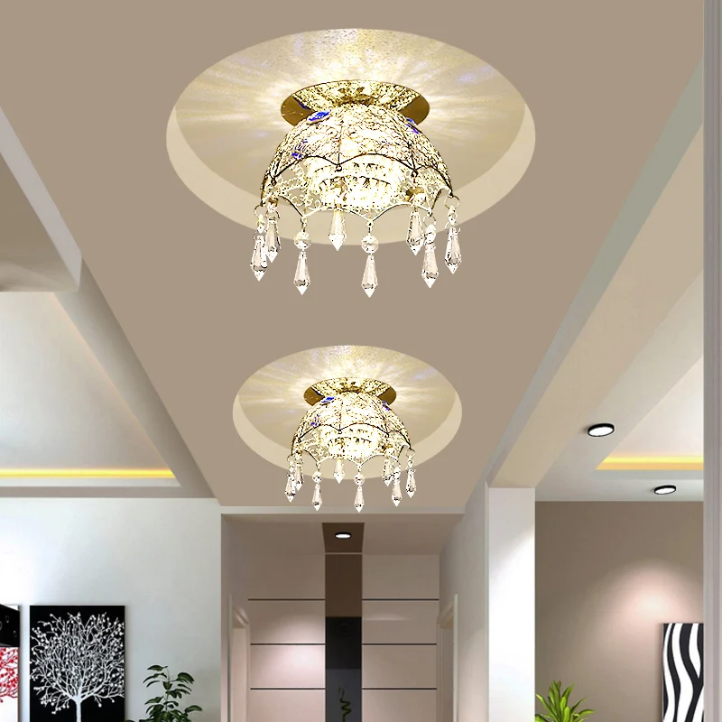 Minimal LED Ceiling Lamp Verchroomd Scalloped Dome Flush Mount Light Crystal Shade Warm/White Light Chrome