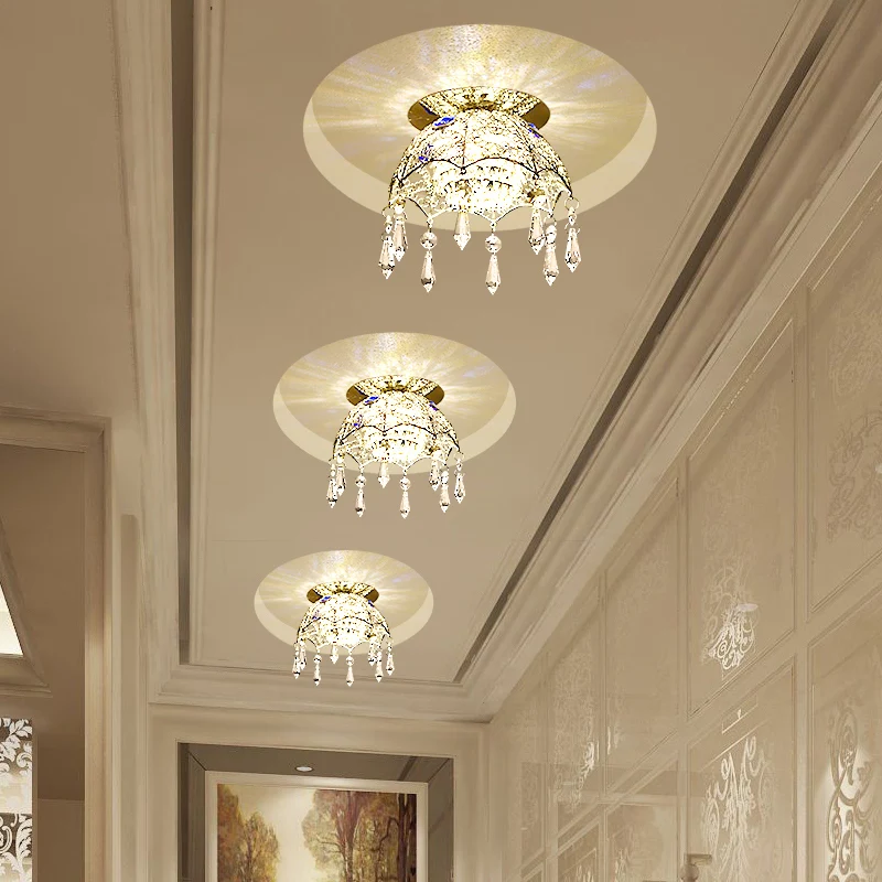 Minimal LED Ceiling Lamp Verchroomd Scalloped Dome Flush Mount Light Crystal Shade Warm/White Light Chrome