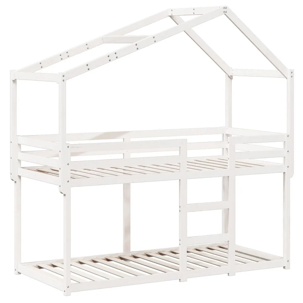 Stapelbed met dak massief grenenhout wit 90x190 cm