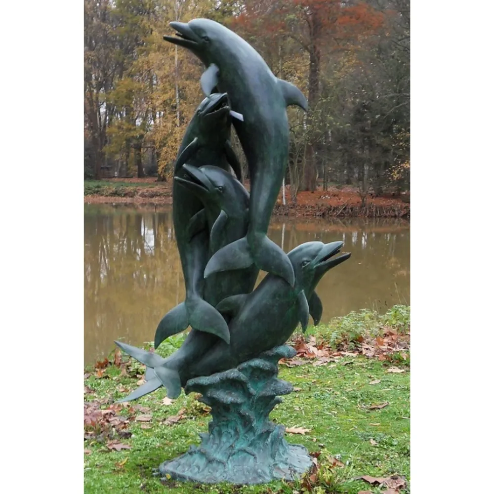 Bronzen Beeld Fontein dolfijnen 211x122x66cm (HxBxL)
