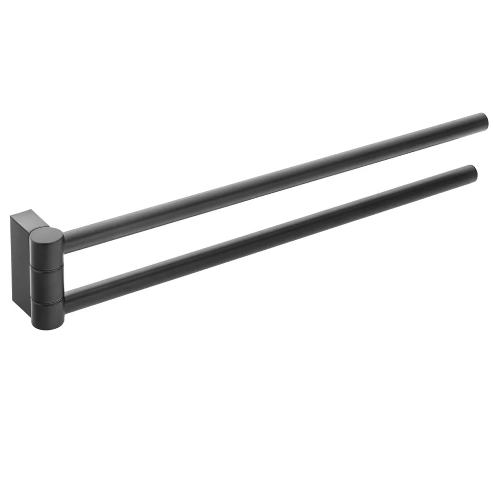 Dubbel jointed wall-mounted towel holder brass from 'Black & White' collection Cosmic - Satin black 41x5.5x7.5 cm