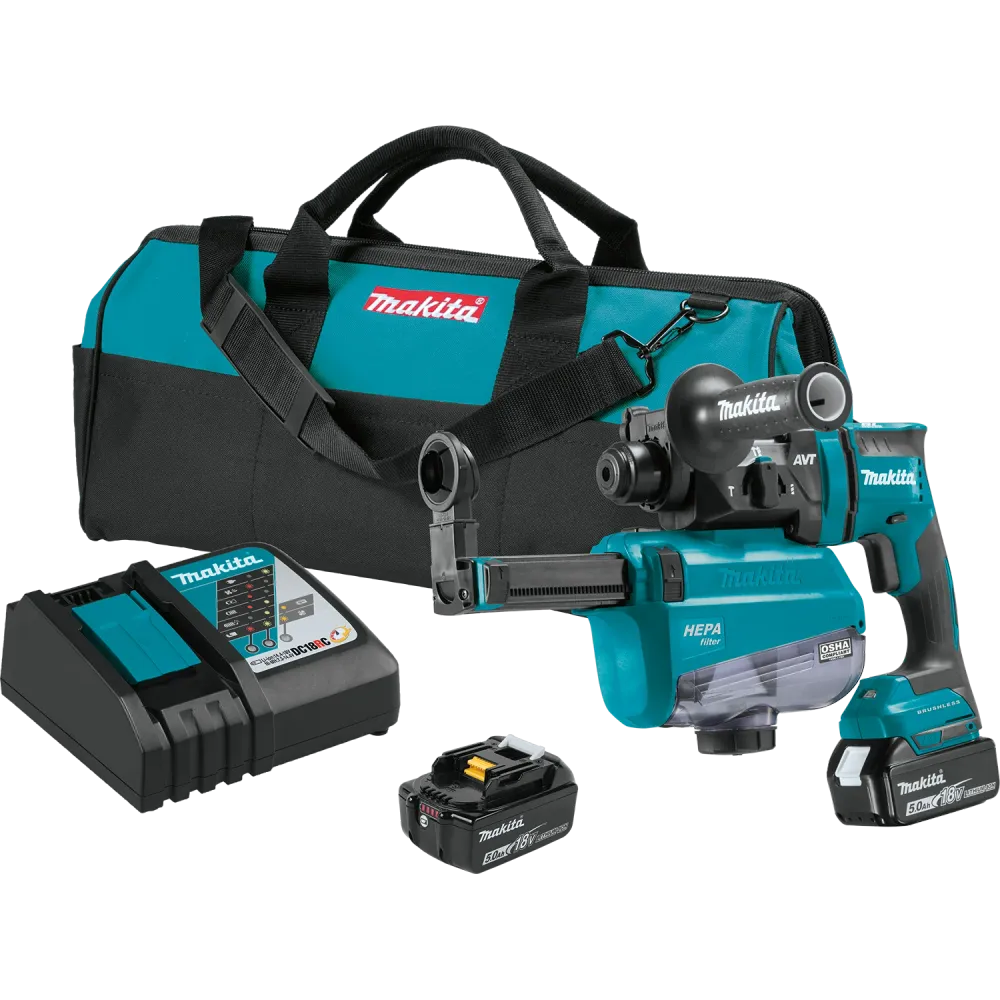 MAKITA 18V LXT® 11/16" SDS‑PLUS AVT® Rotary Hammer w/ HEPA Dust Extractor Kit