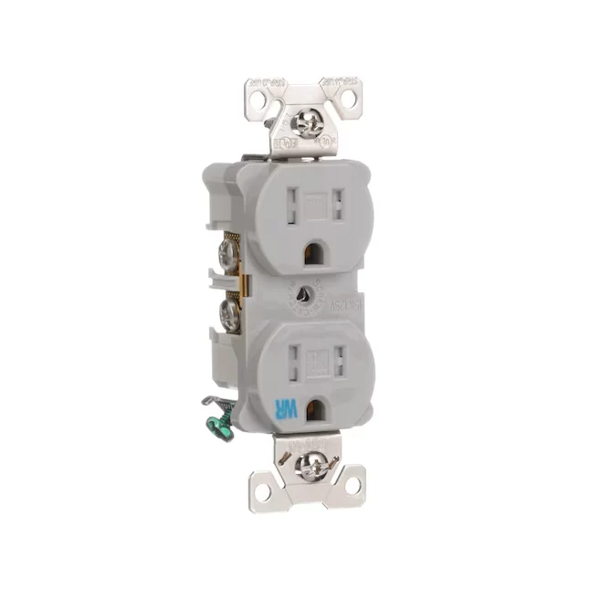 Eaton Arrow Hart 15-Amp 125-volt Tamper Resistant Weather Resistant Residential/Commercial Duplex Outlet, Grijs