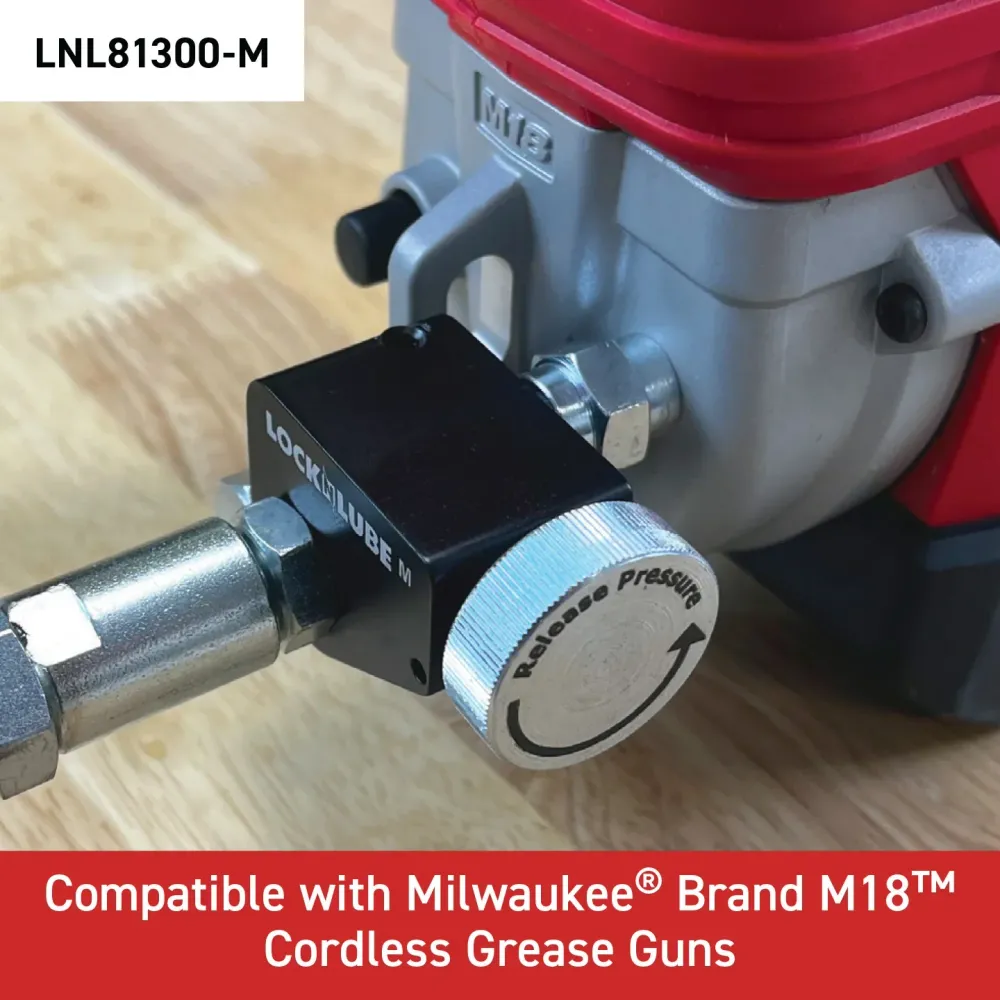 LOCKNLUBE Pressure Return Valve Milwaukee Batterijgevoed Grease Guns