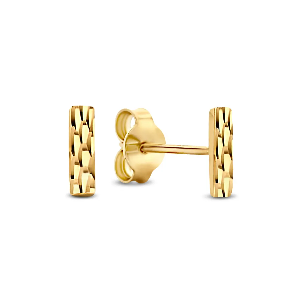Rivoli Laura 14 karaat gouden knop Oorknoppen met diamant geslepen Incl. Binnenbel