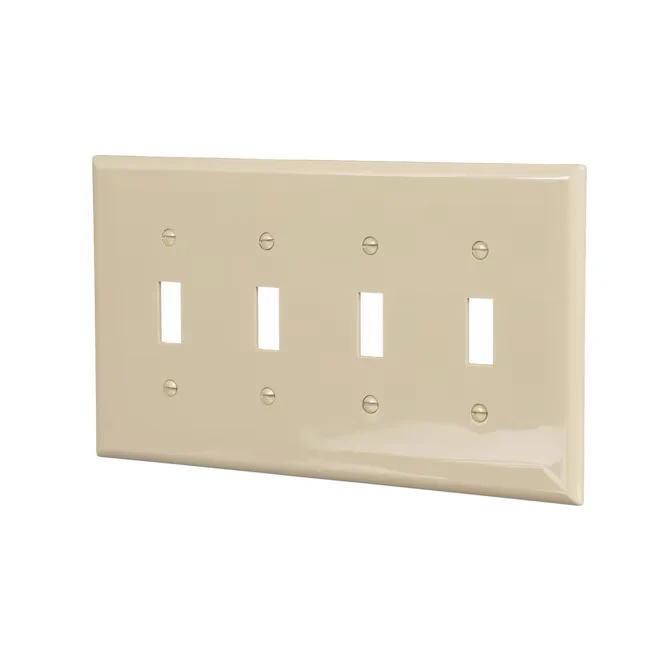 Eaton 4-Gang Midsize Ivory Polycarbonaat Indoor Toggle Wall Plate