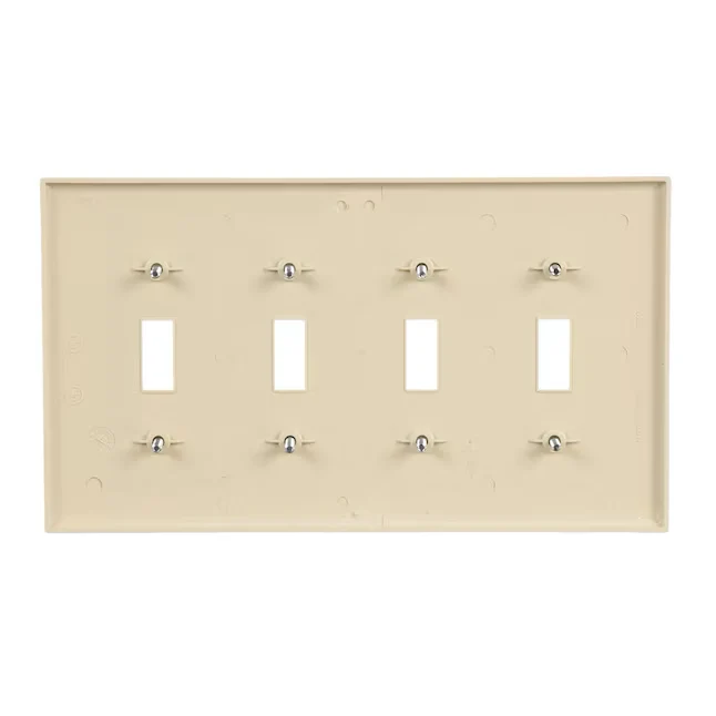 Eaton 4-Gang Midsize Ivory Polycarbonaat Indoor Toggle Wall Plate