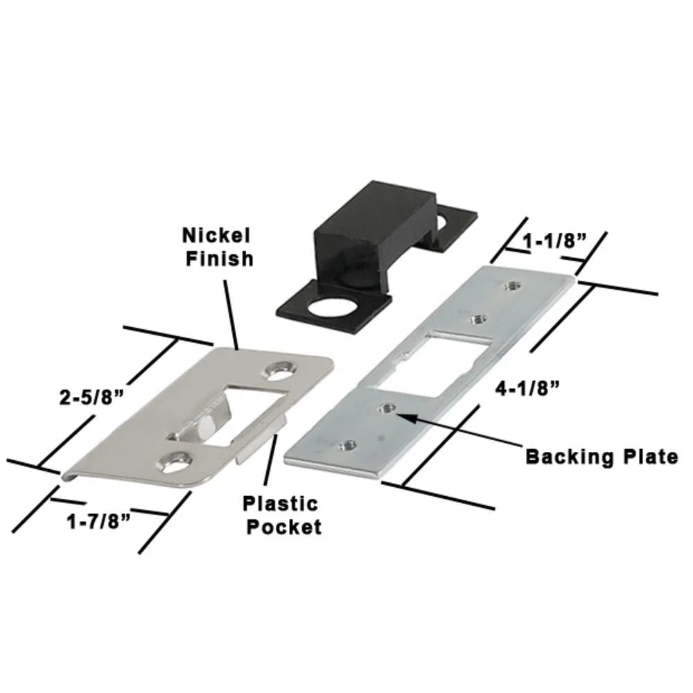 Adams Rite Commercial Door Striker Plate Kit - Durable Lichtmetaal, Nickel Finish voor buitendeuren | Weerbestendig