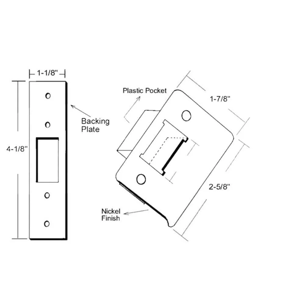 Adams Rite Commercial Door Striker Plate Kit - Durable Lichtmetaal, Nickel Finish voor buitendeuren | Weerbestendig