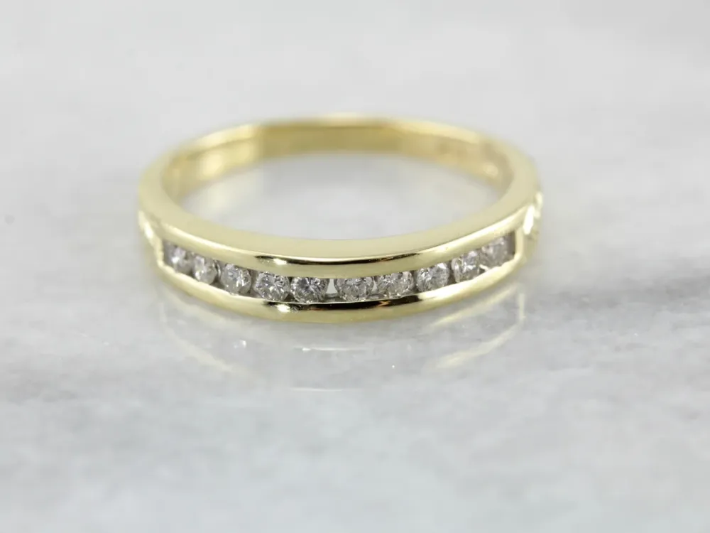 Channel Set Diamond Wedding Band Polished Yellow Gouden