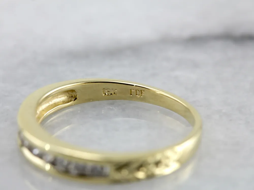 Channel Set Diamond Wedding Band Polished Yellow Gouden