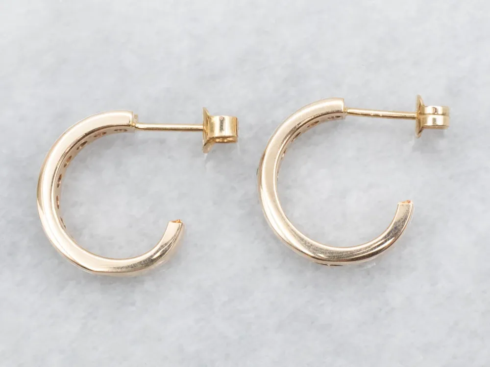 Channel Set Sapphire and Diamond Hoop Earrings voor smalle deuren