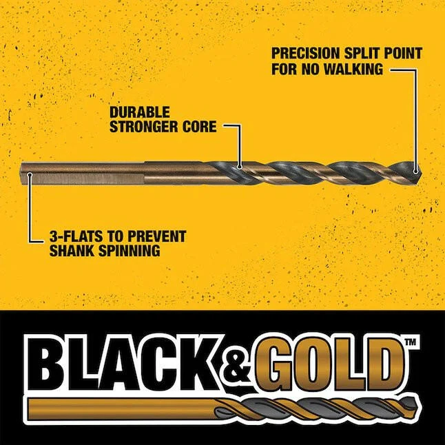 DeWalt 21-Piece Assorted Black and Verguld Coated Hss Twist Drill Bit Set