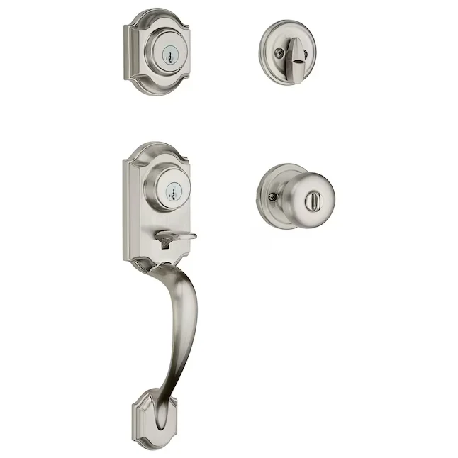 Kwikset Signature Series Montara Satijnstof Nickel Single-Cylinder Deadbolt Keyed Entry Door Handleset Knob Smartkey voor...