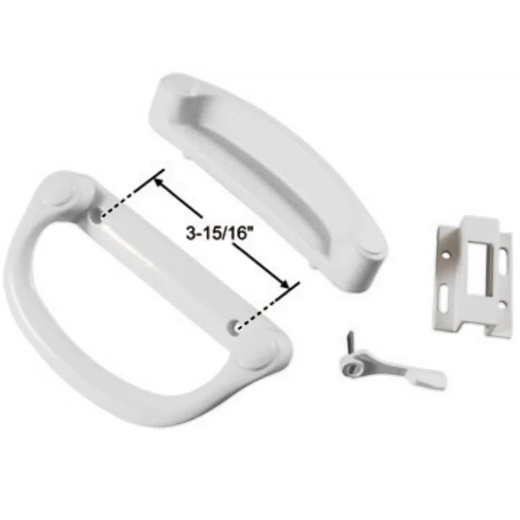 Silverline Sliding Glaswerk Patio Door Handle Set, Non-Keyed, White