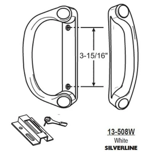 Silverline Sliding Glaswerk Patio Door Handle Set, Non-Keyed, White