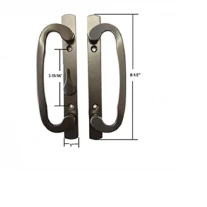 STB Sliding Glass Patio Door Handle Set, Mortise Type, B-Position, Non-Keyed, Bronskleurig, 3-15/16" Screw Holes