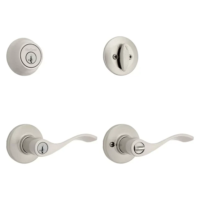 Vuurwerend Kwikset Series Balboa Satijnstof Nickel Single-Cylinder Deadbolt Exterior Keyed Entry Door Handle Smartkey Comb...