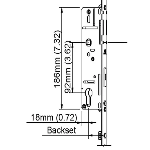 Binnendeur Hoppe Multipoint Active Shootbolt Hoppe Gear and Bottom Extension