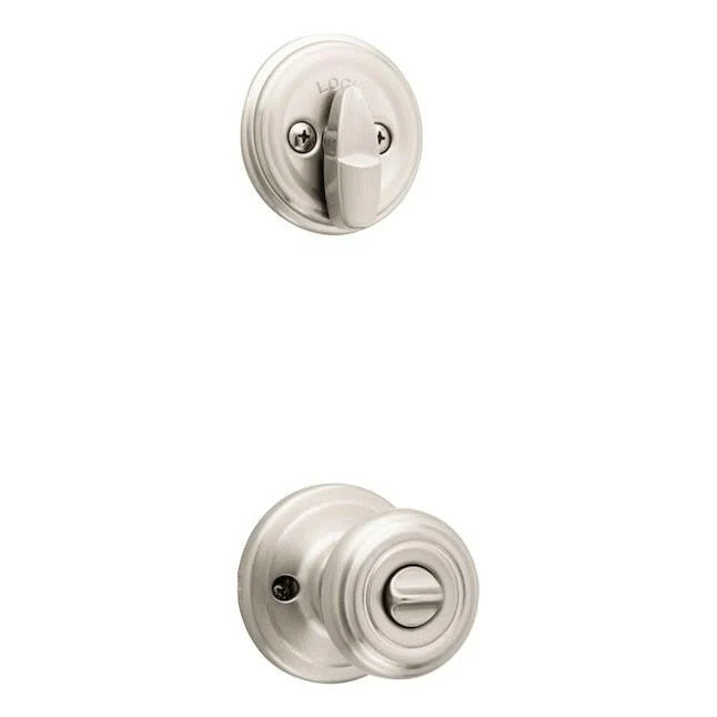 Kwikset Signatures Cameron Satijnstof Nickel Smartkey Single-cylinder deadbolt Keyed Entry Door Knob Combo Pack