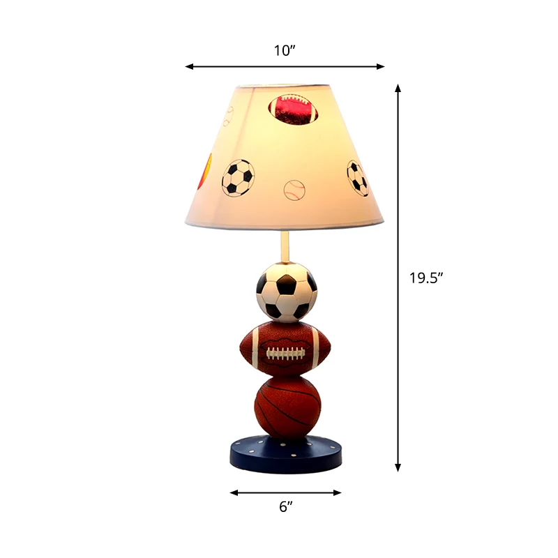 Sport Balls Bedroom Nightstand Lamp Resin Single-Bulb Kids Table Light Empire Shade Sneeuwwit | Snel Thuisbezorgd White