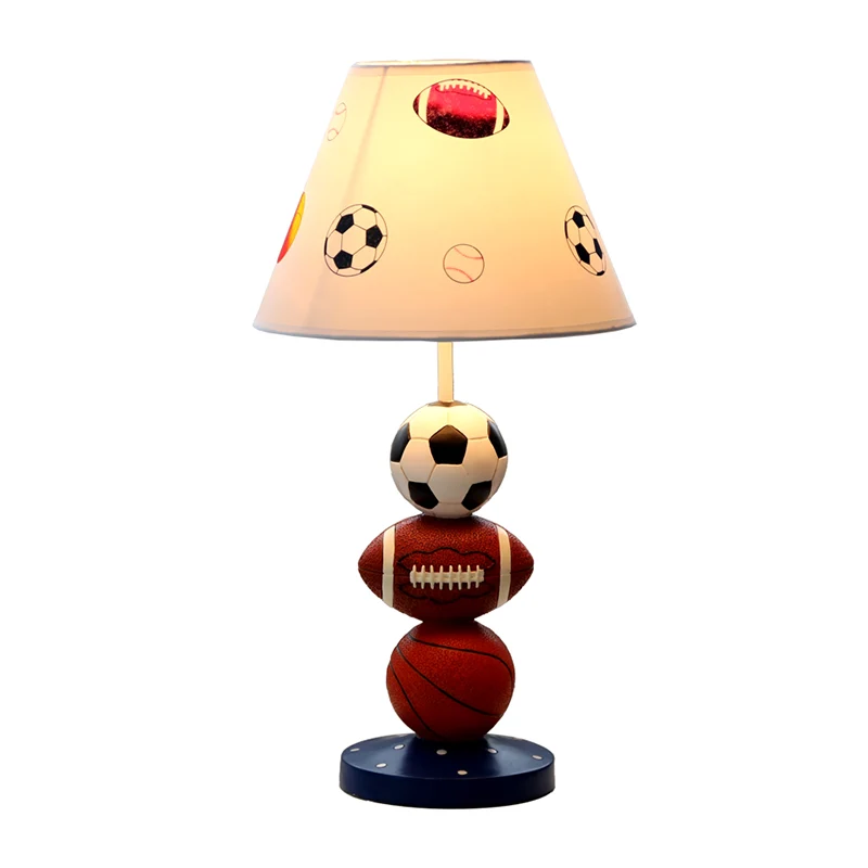 Sport Balls Bedroom Nightstand Lamp Resin Single-Bulb Kids Table Light Empire Shade Sneeuwwit | Snel Thuisbezorgd White