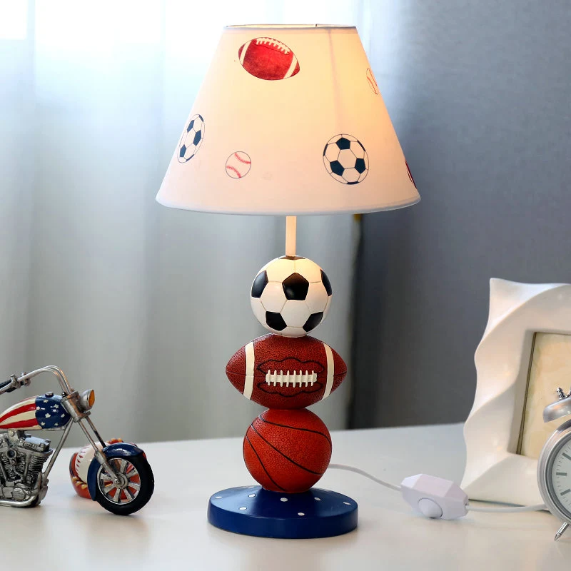 Sport Balls Bedroom Nightstand Lamp Resin Single-Bulb Kids Table Light Empire Shade Sneeuwwit | Snel Thuisbezorgd White
