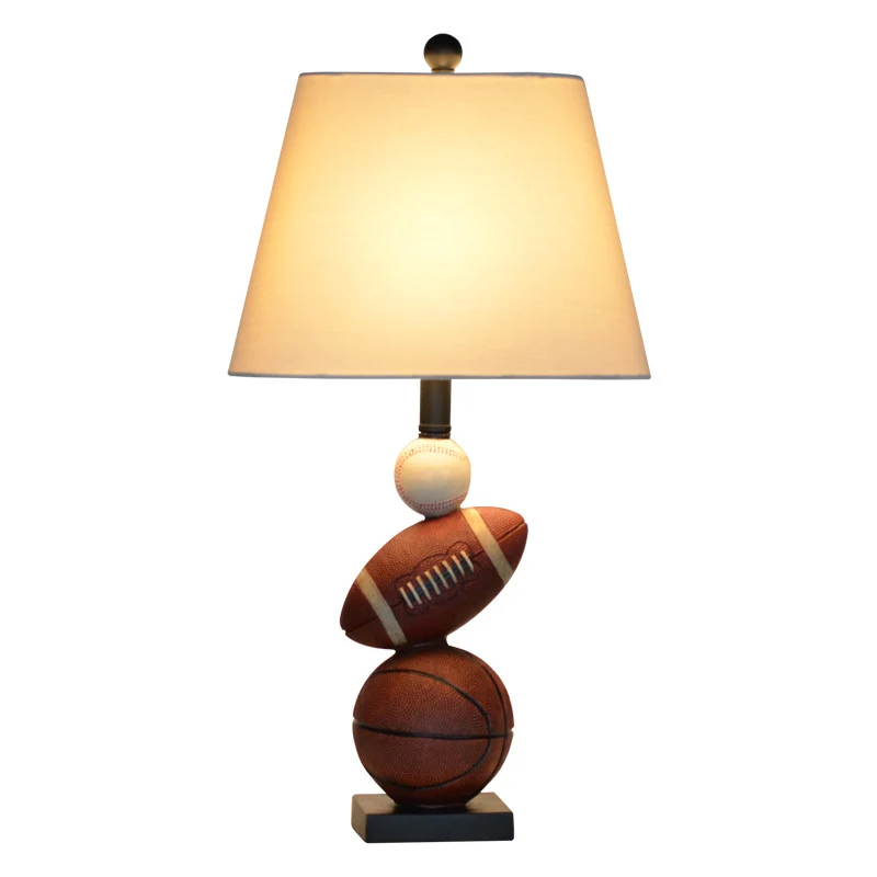 Sport Balls Bedroom Nightstand Lamp Resin Single-Bulb Kids Table Light Empire Shade Sneeuwwit | Snel Thuisbezorgd White