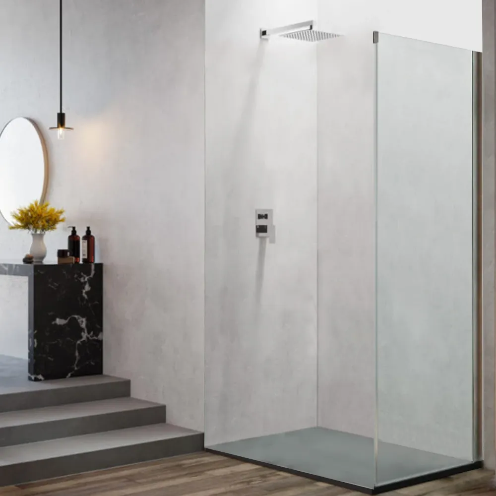 Fixed panel 90 cm shower door omkeerbaar sliding opening Diomede model 8 mm tempered glass