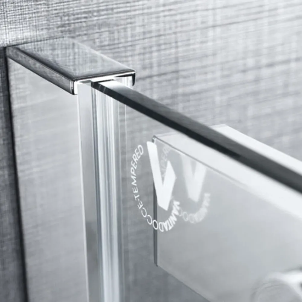 Fixed panel 90 cm shower door omkeerbaar sliding opening Diomede model 8 mm tempered glass