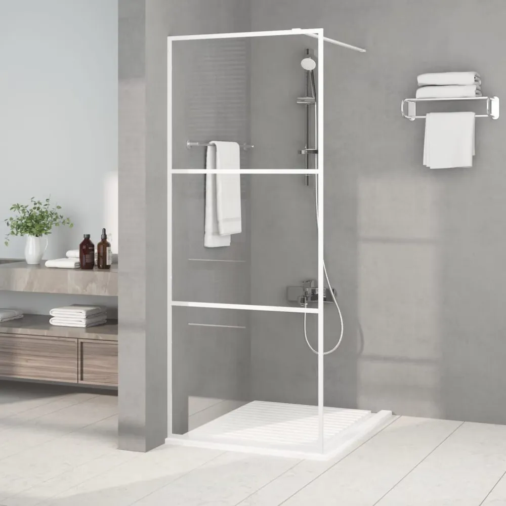 Inloopdouchewand 80x195 cm transparant ESG-glas wit
