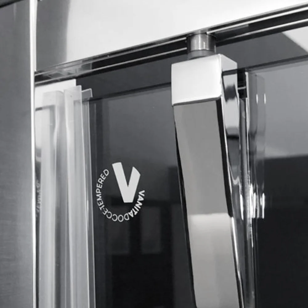 Shower door 2 hinged panels 79 cm model Dioniso 6 mm clear crystal Reversibel