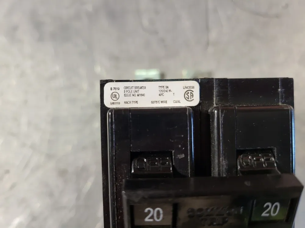 20 Amp, 2 Pole, 120/240 volts Circuit Breaker BAB2020H