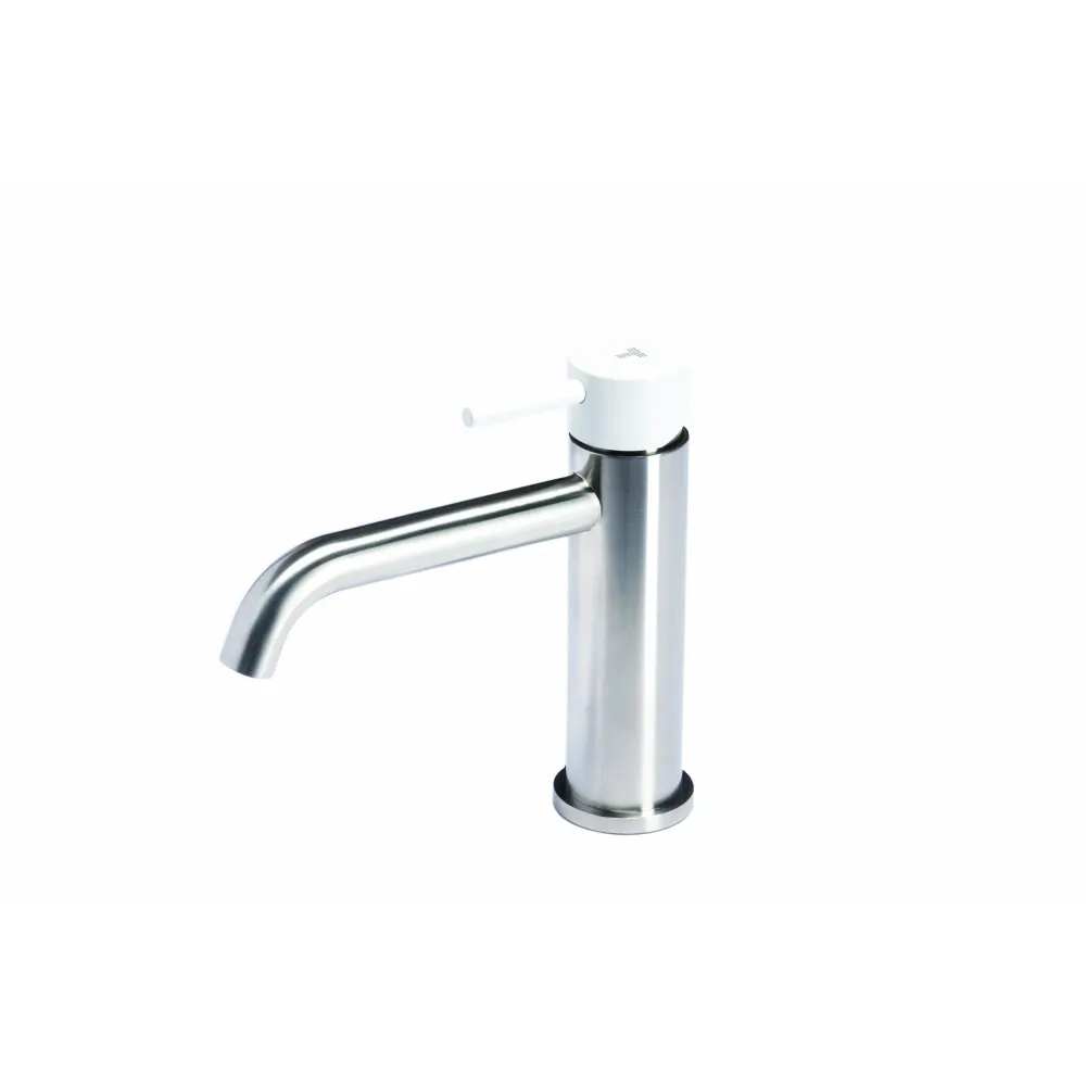 Mixer tap washbasin without drain roestvrij staal steel Brushed finish Snow color handle Tubico Colorado