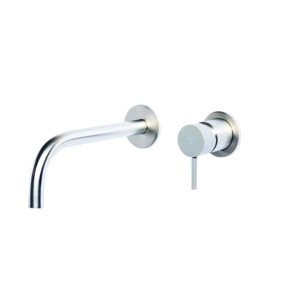 Wall-mounted basin mixer tap 20 cm spout stainless staal Brushed finish ROCK color handle Tubico Colorado