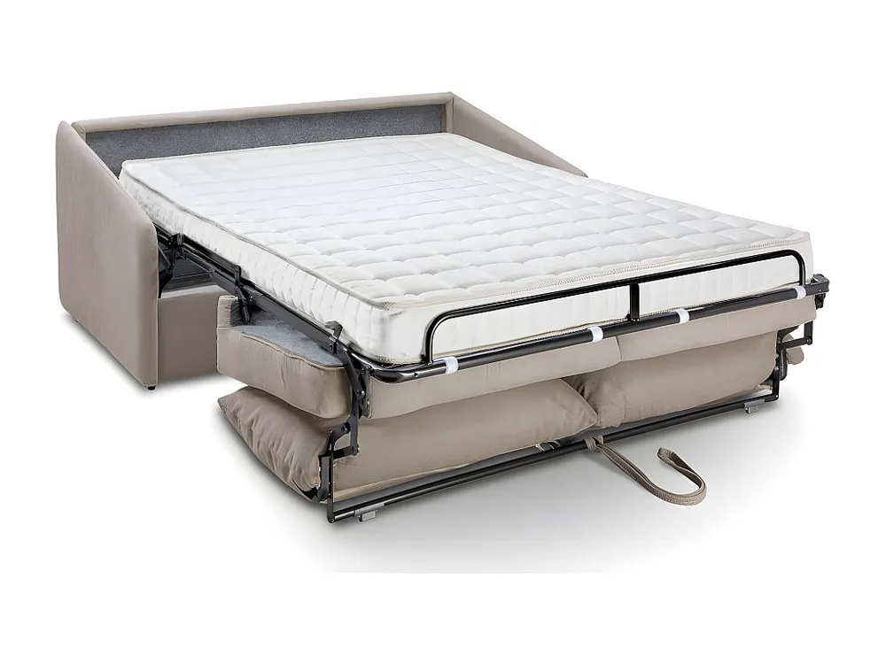 3-zits slaapbank van stof MAJESTY - Lichtgrijs - 140 cm - Matras 14 cm