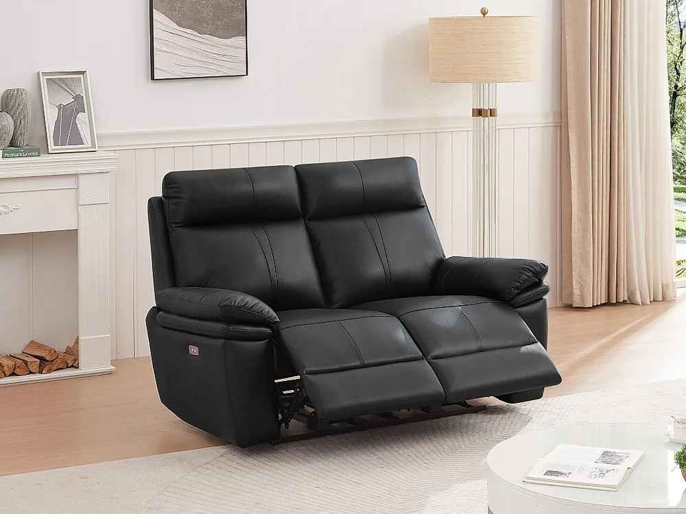 Elektrische relax-tweezitsbank van zwart leer MESOLA