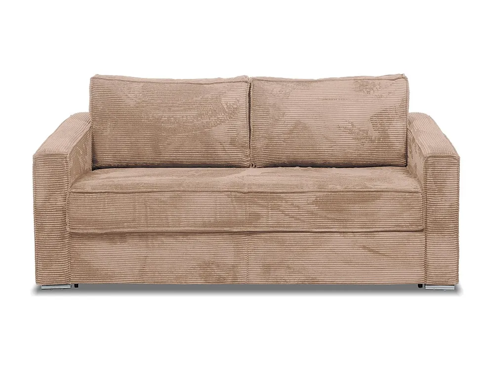 Express-driezitsslaapbank van taupegrijs ribfluweel - 140 cm - 18 cm LORETO