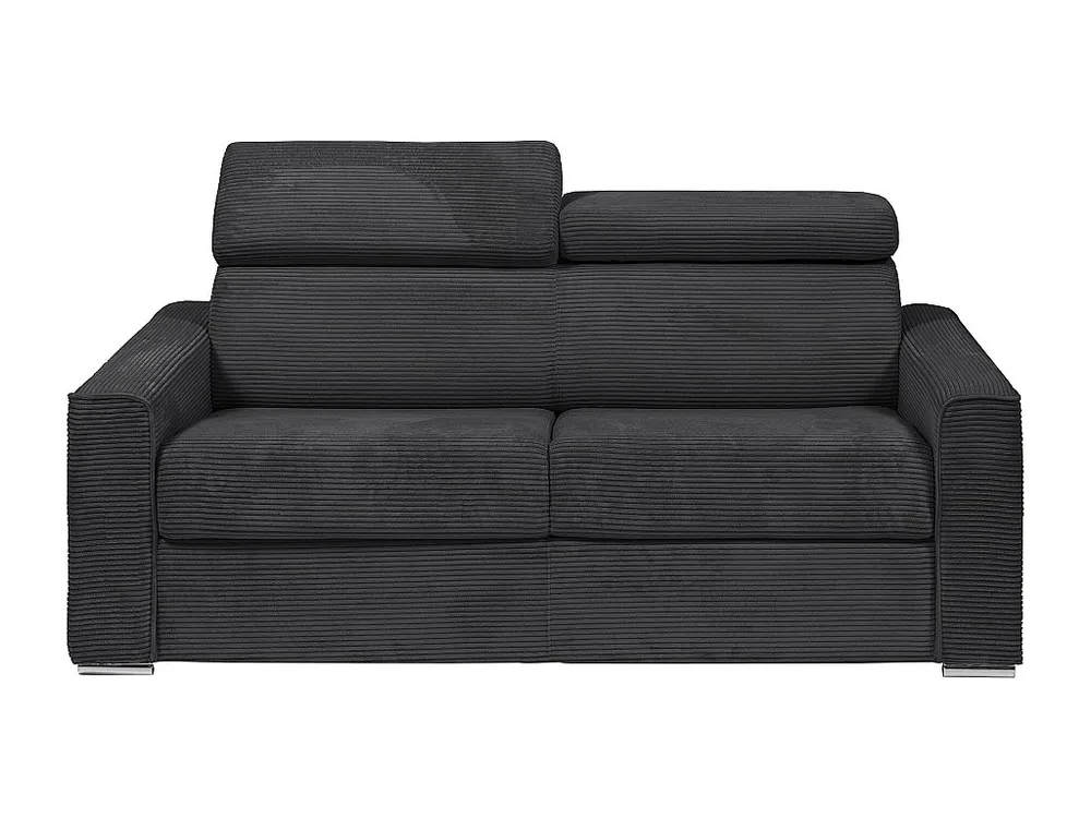 Express-slaapbank van grijs ribfluweel Bed 160 cm - Matras 14 cm VIZIR