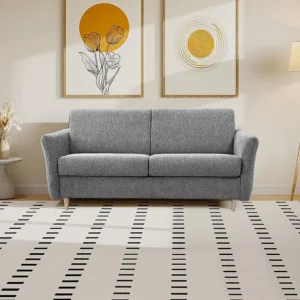 Express-slaapbank van grijze stof - Bed met latten 140 cm, dikte 14 cm ARCADIA
