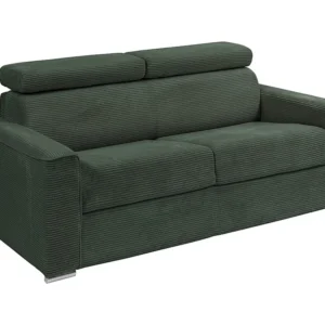 Express-slaapbank van groen ribfluweel Bed met latten 160 cm, dikte 18 cm VIZIR